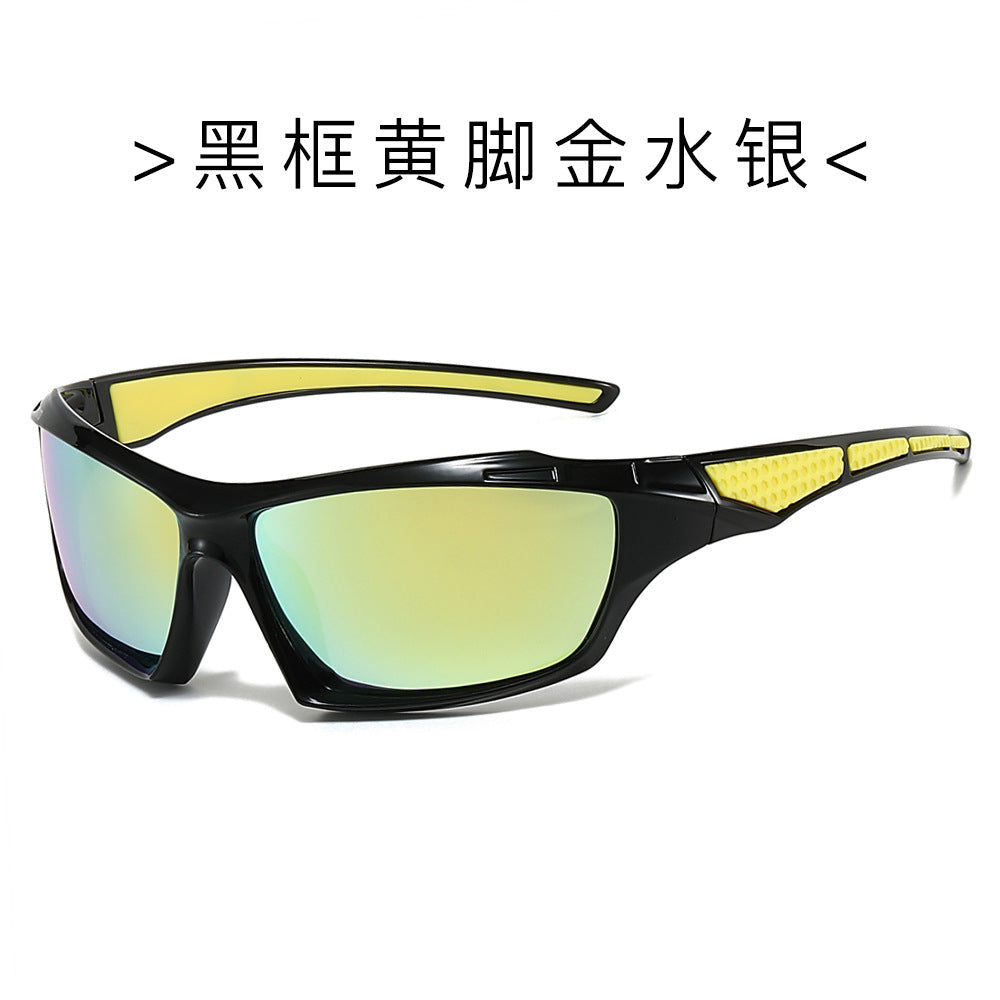 (6 PACK) Wholesale Sunglasses New Arrival New Arrival Unisex Polarized Outdoor Night Vision Cycling Sport 2024 - BulkSunglassesWholesale.com - Black Frame Yellow Temple Gold Mirrored