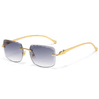 (6 PACK) Wholesale Sunglasses New Arrival Rimless Metal Cut Edge Unique Trendy Hip Hop Street 2025 - BulkSunglassesWholesale.com - Gold Frame Gradient Black