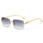 (6 PACK) Wholesale Sunglasses New Arrival Rimless Metal Cut Edge Unique Trendy Hip Hop Street 2025 - BulkSunglassesWholesale.com - Gold Frame Gradient Black