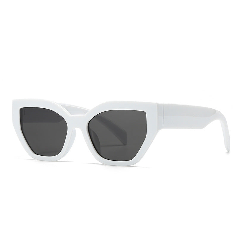 (6 PACK) Wholesale Sunglasses New Arrival Fashion Small Cat Eye Women Trendy 2024 - BulkSunglassesWholesale.com - White Frame Black Grey