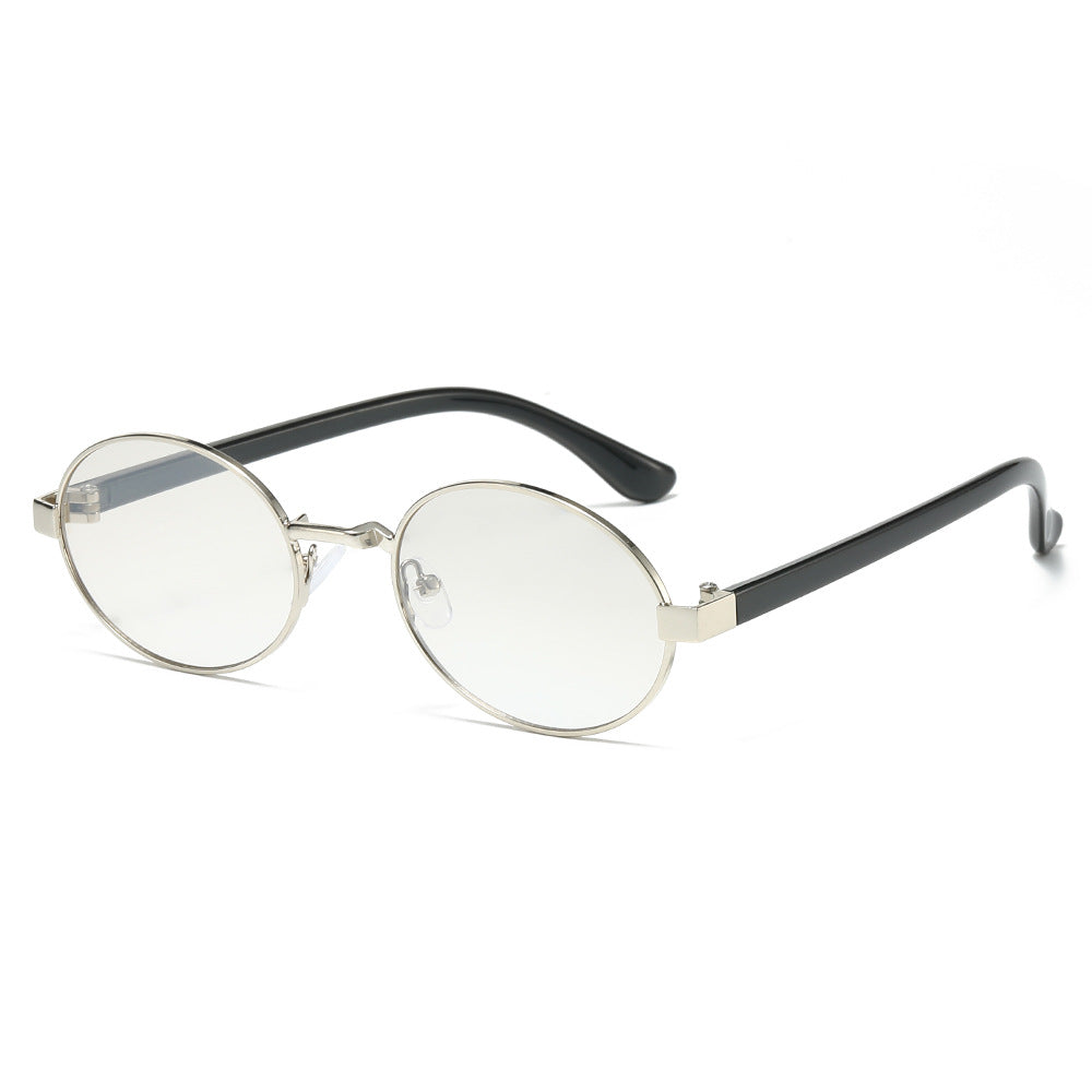 (6 PACK) Wholesale Sunglasses Korean Metal Oval Cat Eye Vintage Women Trendy Round 2025 - BulkSunglassesWholesale.com - Silver Frame Mirrored Lens
