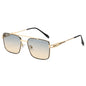 (6 PACK) Wholesale Sunglasses New Arrival Fashion Double Bridge Cut Edge Metal Men Women 2024 - BulkSunglassesWholesale.com - Gold Frame Green Tea Lens