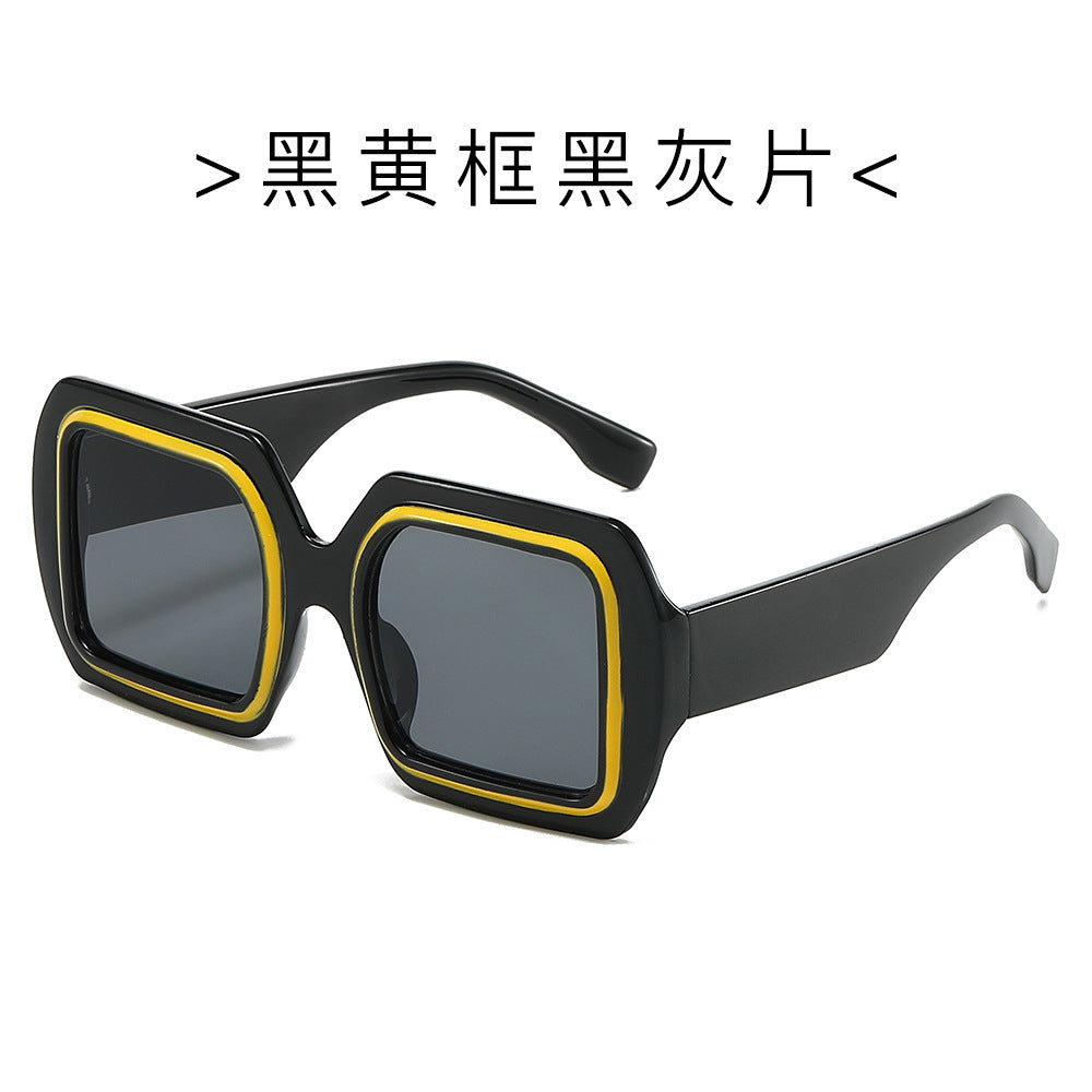 (6 PACK) Wholesale Sunglasses New Arrival Fashion Small Square Unique Classic 2024 - BulkSunglassesWholesale.com - Black Yellow Frame Black Black Lens