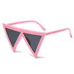 (6 PACK) Wholesale Sunglasses Unique Triangle Fashion Hip Hop 2025 - BulkSunglassesWholesale.com - Pink Frame Black Lens
