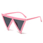 (6 PACK) Wholesale Sunglasses Unique Triangle Fashion Hip Hop 2025 - BulkSunglassesWholesale.com - Pink Frame Black Lens