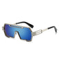 (6 PACK) Wholesale Sunglasses Unique Punk Trendy One Piece Women 2024 - BulkSunglassesWholesale.com - Silver Frame Blue Lens