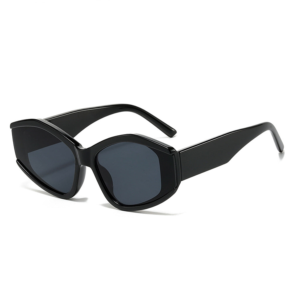 (6 PACK) Wholesale Sunglasses Unique New Arrival Vintage Hip Hop Cat Eye Trendy Fashion Women 2024 - BulkSunglassesWholesale.com - Black Frame Black Lens