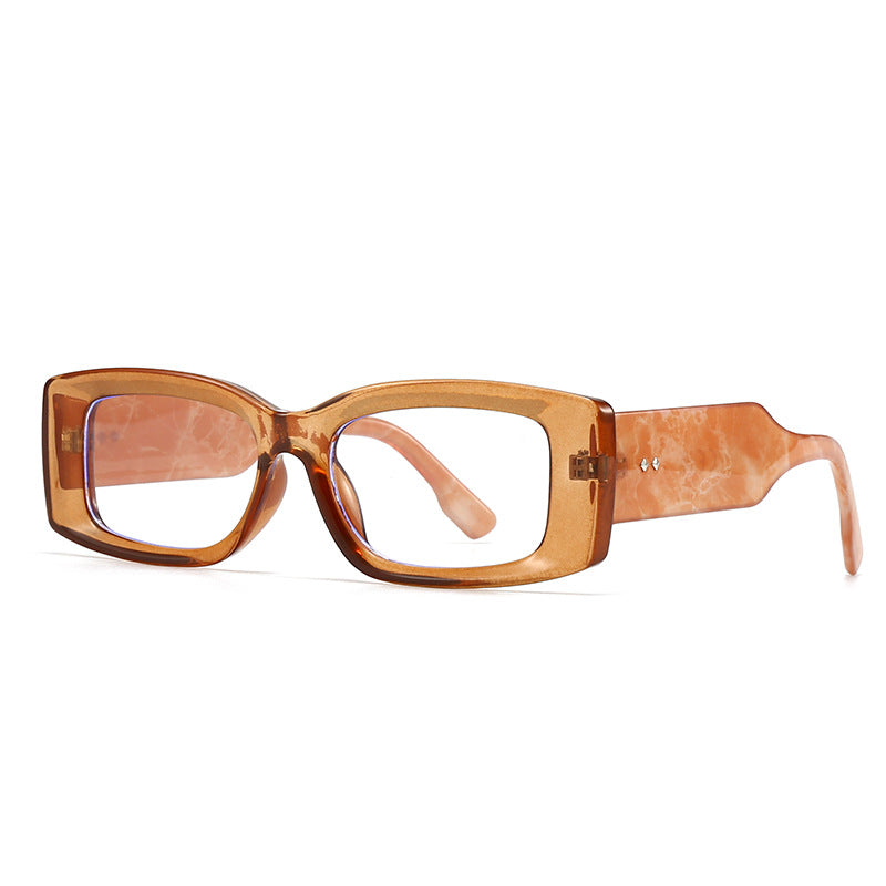 (6 PACK) Wholesale Sunglasses Vintage Trendy Women Antiblue Light 2024 - BulkSunglassesWholesale.com - Champagne Frame Clear Lens