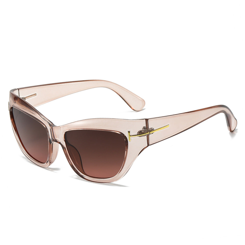 (6 PACK) Wholesale Sunglasses New Arrival Fashion Women Small Cat Eye Unique Trendy 2024 - BulkSunglassesWholesale.com - Champagne Frame Gradient Tea Lens