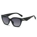 (6 PACK) Wholesale Sunglasses New Arrival Cat Eye Unique One Piece One Piece Fashion Women 2025 - BulkSunglassesWholesale.com - Black Frame Gradient Black Lens