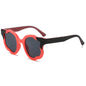(6 PACK) Wholesale Sunglasses New Arrival Fashion Unique Hip Hop Round 2024 - BulkSunglassesWholesale.com - Red Frame Black Lens