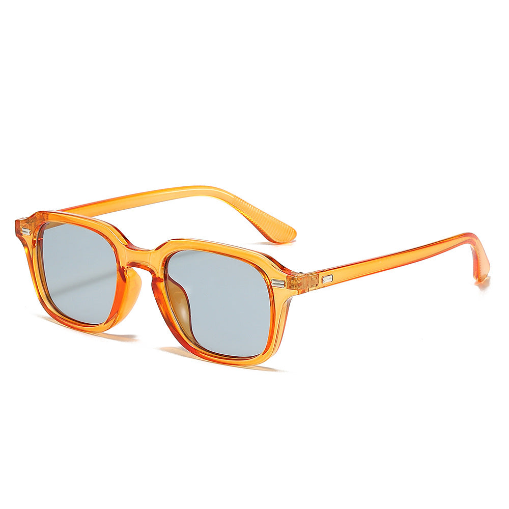 (6 PACK) Wholesale Sunglasses Classic Square Fashion Rivet 2025 - BulkSunglassesWholesale.com - Orange Frame Black Lens