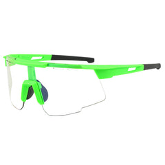 (12 PACK) Wholesale Sports Sunglasses New Arrival Cycling Women Outdoor Sport Trendy Windproof 2024 - BulkSunglassesWholesale.com - Green Frame Grey