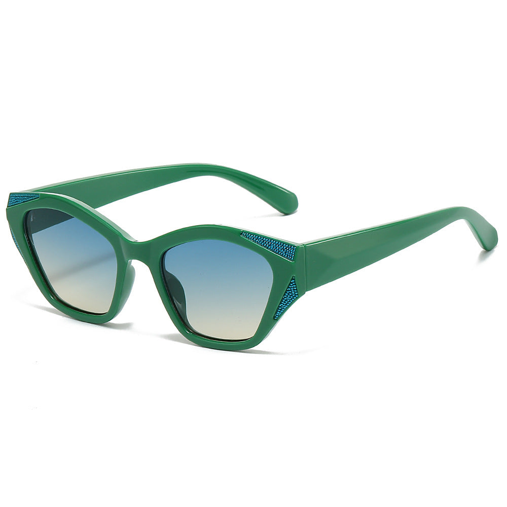 (6 PACK) Wholesale Sunglasses New Arrival Fashion Unique Small Women 2024 - BulkSunglassesWholesale.com - Green Frame Green Lens