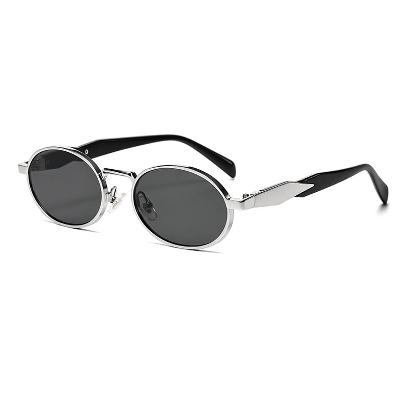 (6 PACK) Wholesale Sunglasses Oval Metal Unique Women Classic Street 2024 - BulkSunglassesWholesale.com - Silver Frame Black Grey