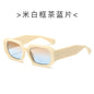 (6 PACK) Wholesale Sunglasses New Arrival Korean Fashion Small Women Cut Edge Square Hip Hop Street 2024 - BulkSunglassesWholesale.com - Beige White Frame Tea Blue Lens