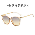 (6 PACK) Wholesale Sunglasses New Arrival Square Round Unisex 2025 - BulkSunglassesWholesale.com - Champagne Frame Grey Yellow Lens