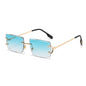 (6 PACK) Wholesale Sunglasses Fashion New Arrival Rimless Women 2025 - BulkSunglassesWholesale.com - Gold Frame Gradient Green
