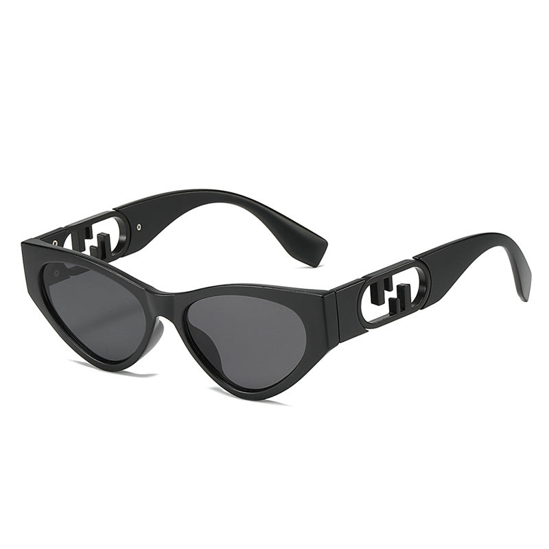 (6 PACK) Wholesale Sunglasses New Arrival Cat Eye Unique Trendy Women Unique Small 2024 - BulkSunglassesWholesale.com - Black Frame Black Lens