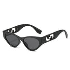 (6 PACK) Wholesale Sunglasses New Arrival Cat Eye Unique Trendy Women Unique Small 2024 - BulkSunglassesWholesale.com - Black Frame Black Lens