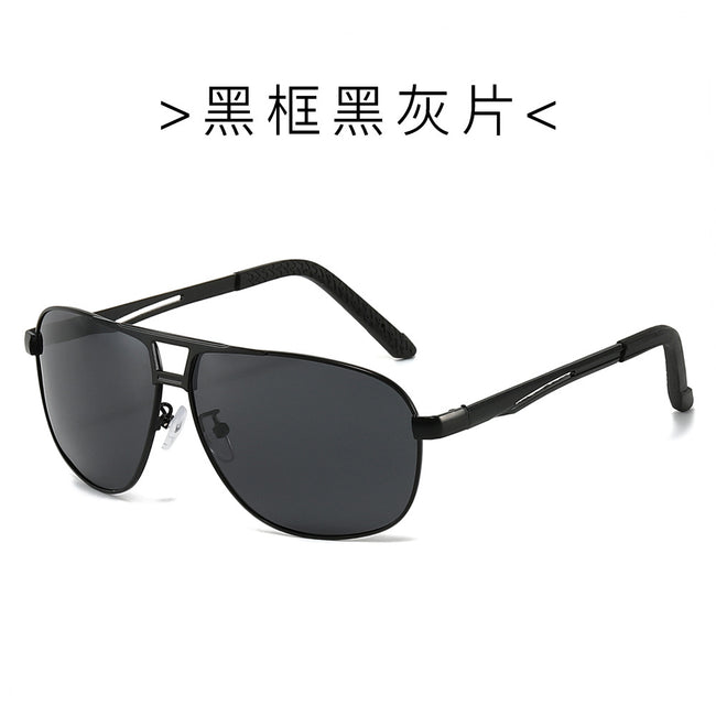 (6 PACK) Wholesale Sunglasses New Arrival Metal Polarized Men Fashion Trendy Outdoor Sport 2024 - BulkSunglassesWholesale.com - Black Frame Black Black Lens Hover Image