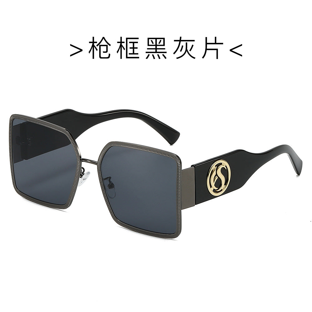 (6 PACK) Wholesale Sunglasses New Arrival Metal Fashion Unisex Oversized Trendy 2024 - BulkSunglassesWholesale.com - Gunmetal Frame Black Black Lens