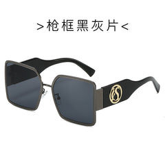 (6 PACK) Wholesale Sunglasses New Arrival Metal Fashion Unisex Oversized Trendy 2024 - BulkSunglassesWholesale.com - Gunmetal Frame Black Black Lens