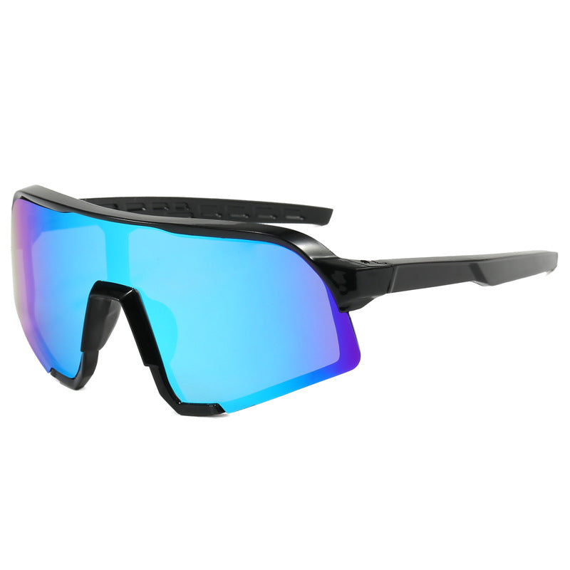 (12 PACK) Wholesale Sports Sunglasses Kids Outdoor Sport Cycling Windproof Fashion 2024 - BulkSunglassesWholesale.com - Black Frame Blue Mirrored