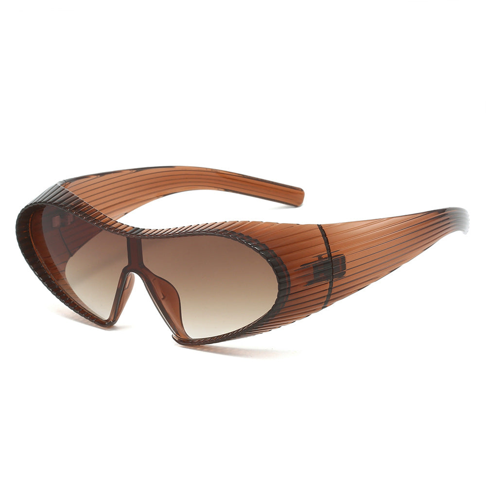 (6 PACK) Wholesale Sunglasses Unique Punk Unisex 2024 - BulkSunglassesWholesale.com - Tea Frame Gradient Tea Lens