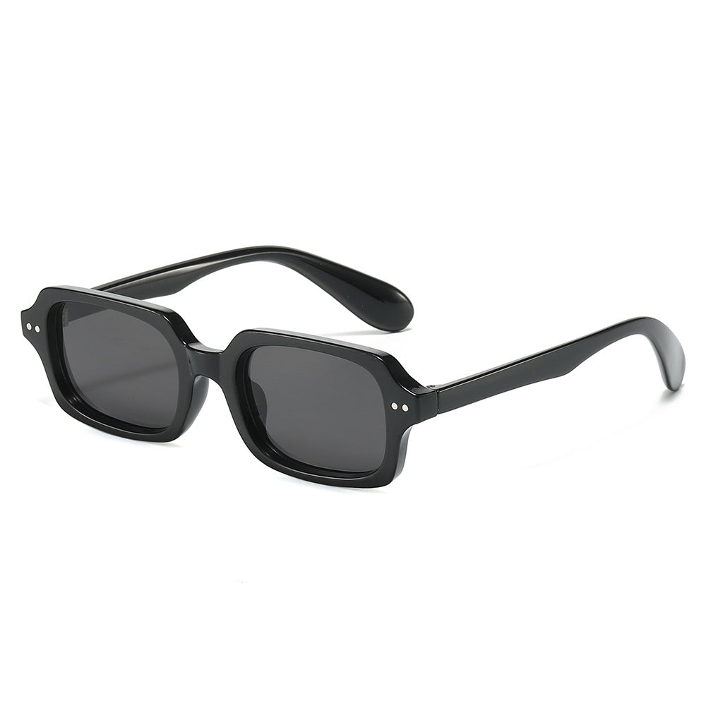 (6 PACK) Wholesale Sunglasses Rivet Fashion Trendy Street Vintage Square 2025 - BulkSunglassesWholesale.com - Black Frame Black Lens