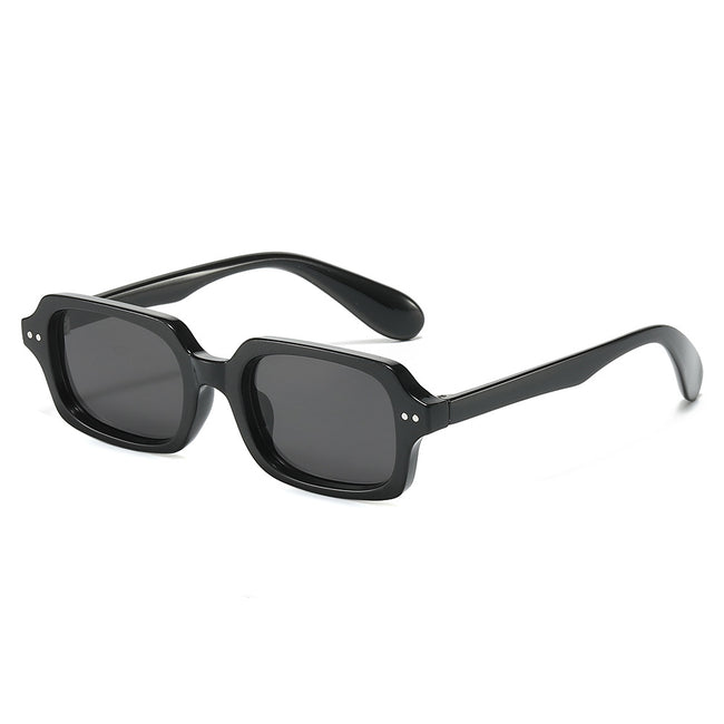 (6 PACK) Wholesale Sunglasses Rivet Fashion Trendy Street Vintage Square 2025 - BulkSunglassesWholesale.com - Black Frame Black Lens Hover Image