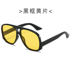 (6 PACK) Wholesale Sunglasses New Arrival Aviator Fashion Oversized 2024 - BulkSunglassesWholesale.com - Black Frame Yellow Lens