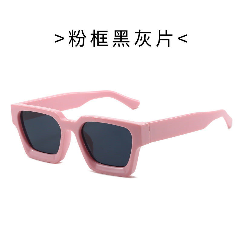 (6 PACK) Wholesale Sunglasses Square New Arrival Trendy Square Unique Oversized 2024 - BulkSunglassesWholesale.com - Pink Frame Black Black Lens