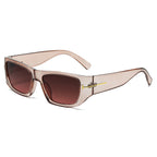 (6 PACK) Wholesale Sunglasses New Arrival Street Square Women 2024 - BulkSunglassesWholesale.com - Champagne Frame Gradient Tea Lens