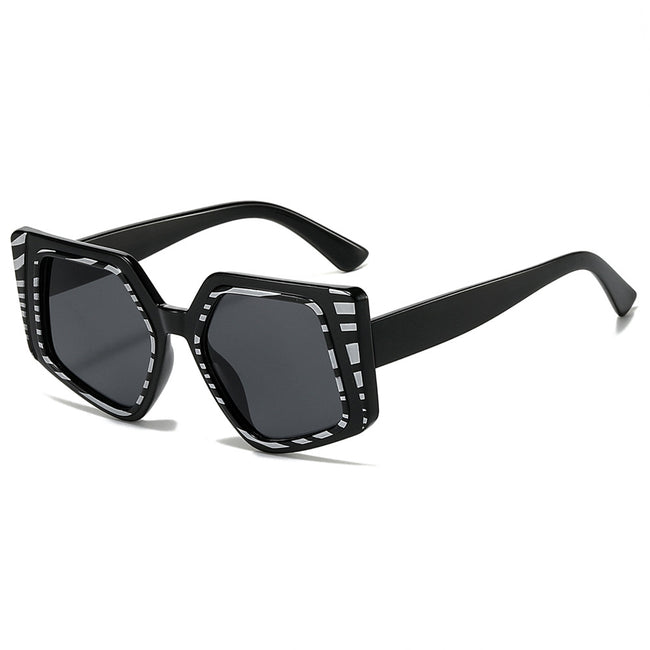 (6 PACK) Wholesale Sunglasses New Arrival Fashion Women Unique 2024 - BulkSunglassesWholesale.com - Black Frame Black Lens Hover Image