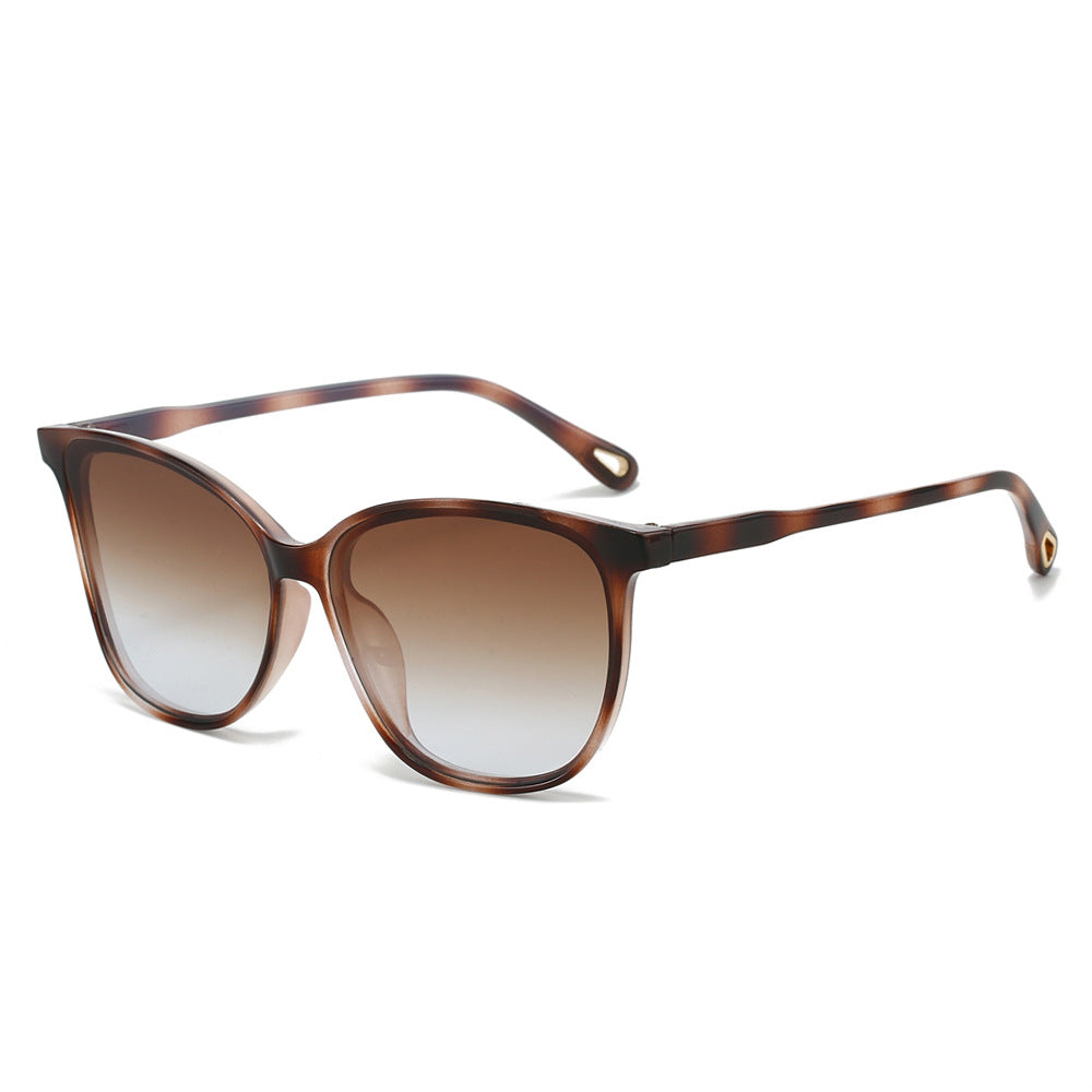 (6 PACK) Wholesale Sunglasses Fashion Unique Cat Eye Trendy Street Women 2024 - BulkSunglassesWholesale.com - Leopard Print Frame Gradient Tea Lens