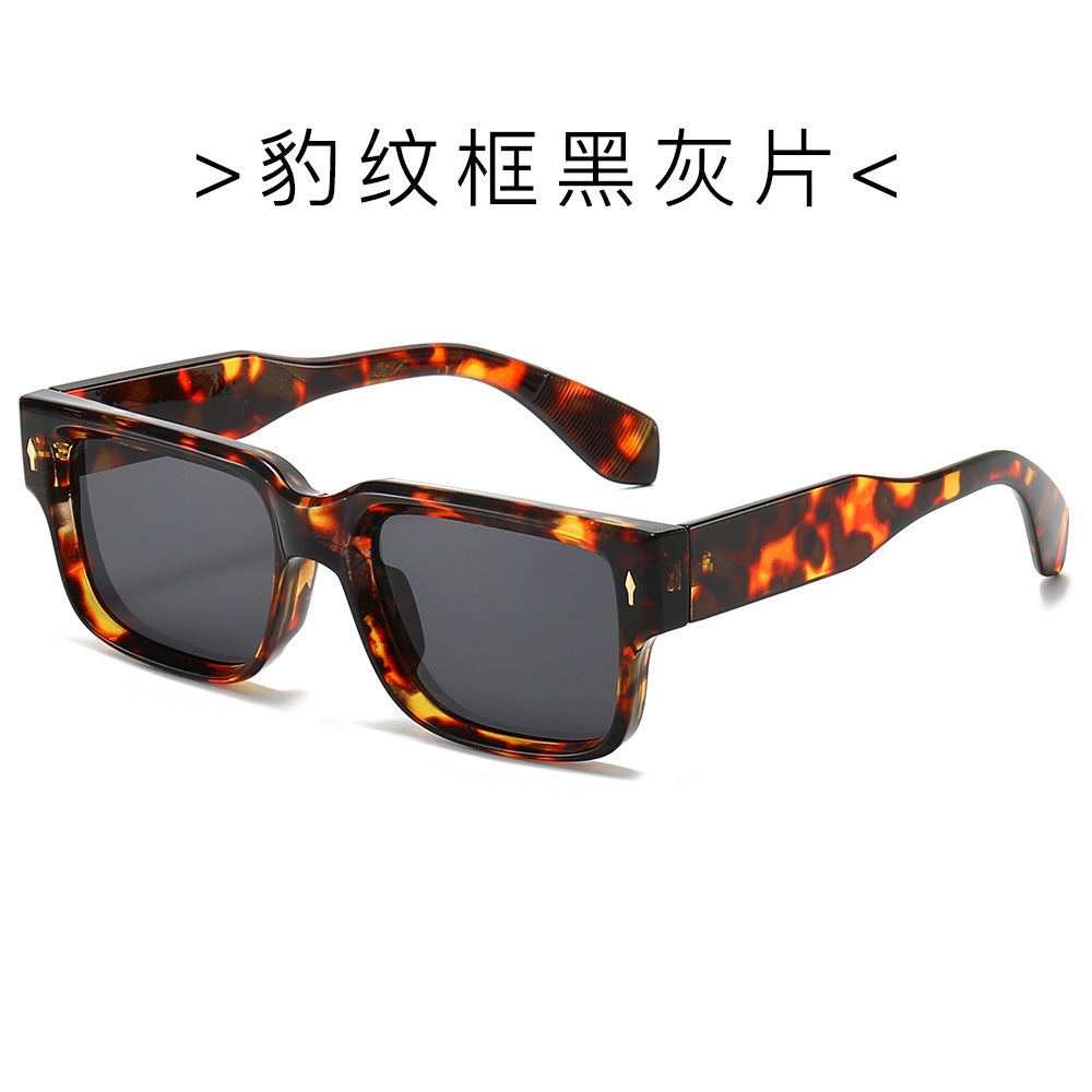 (6 PACK) Wholesale Sunglasses New Arrival Square Street Small Unique 2024 - BulkSunglassesWholesale.com - Leopard Print Frame Black Black Lens