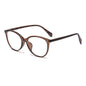 (6 PACK) Wholesale Eyeglasses Frames New Arrival Vintage TR Wood Grain Women Korean Cat Eye Antiblue Light 2025 - BulkSunglassesWholesale.com - Clear Tea Frame