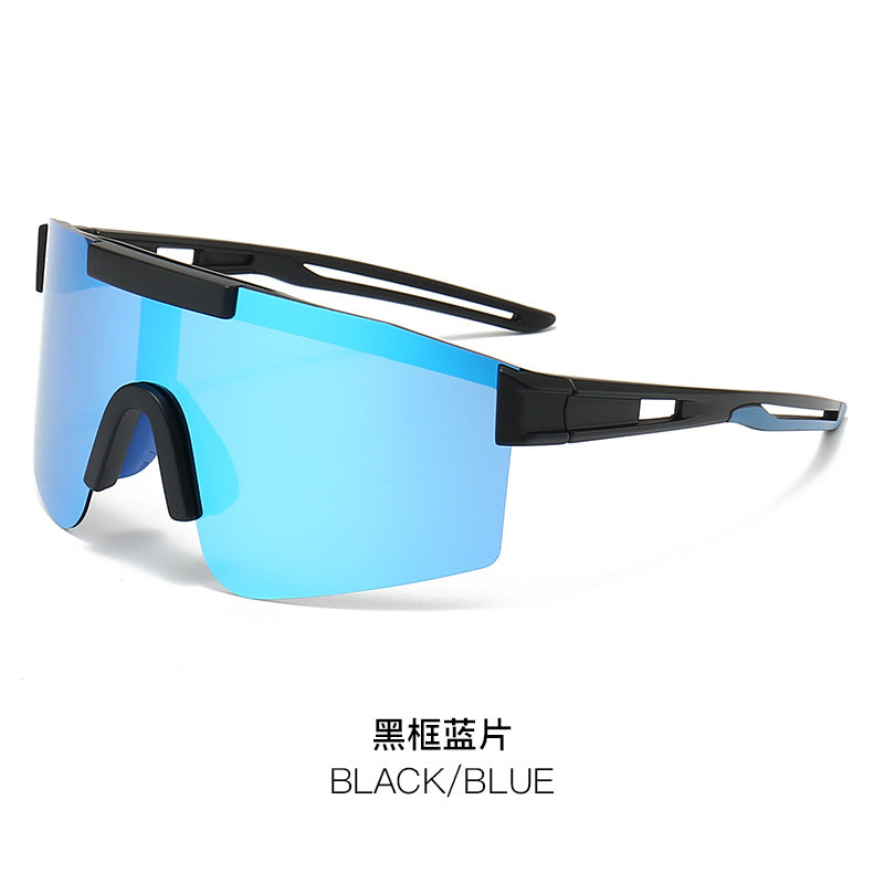 (12 PACK) Wholesale Sports Sunglasses New Arrival Sport Polarized Fashion Trendy Cycling Outdoor 2024 - BulkSunglassesWholesale.com - Black Frame Blue Lens