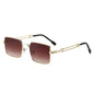 (6 PACK) Wholesale Sunglasses Square Trendy Street Metal Women Unique Fashion 2024 - BulkSunglassesWholesale.com - Gold Frame Gradient Tea