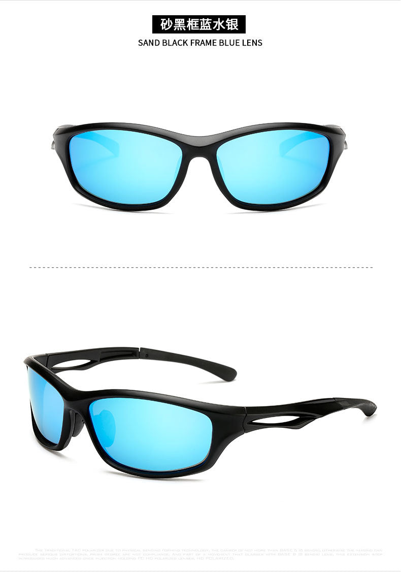 (12 PACK) Wholesale Sports Sunglasses New Arrival Unisex Outdoor Cycling Sport Polarized 2024 - BulkSunglassesWholesale.com - Matt Black Blue ( Polarized )