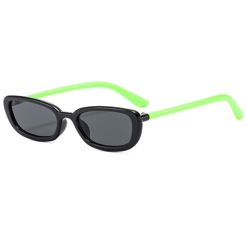 (6 PACK) Wholesale Sunglasses New Arrival Fashion Women Trendy Square 2024 - BulkSunglassesWholesale.com - Black Frame Black Lens Green Temple