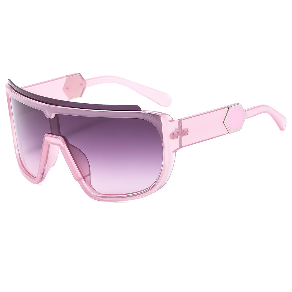 (6 PACK) Wholesale Sunglasses New Arrival Cycling Sport One Piece Outdoor Cycling Windproof Sport 2024 - BulkSunglassesWholesale.com - Clear Pink Frame Grey Pink Lens