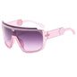 (6 PACK) Wholesale Sunglasses New Arrival Cycling Sport One Piece Outdoor Cycling Windproof Sport 2024 - BulkSunglassesWholesale.com - Clear Pink Frame Grey Pink Lens