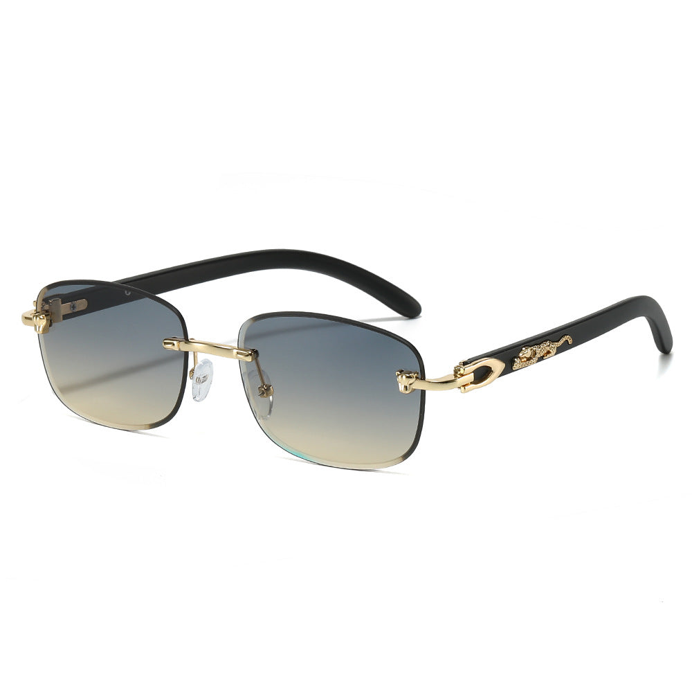 (6 PACK) Wholesale Sunglasses New Arrival Rimless Unique Square Fashion Unisex 2025 - BulkSunglassesWholesale.com - Gold Frame Green Yellow Lens