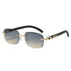 (6 PACK) Wholesale Sunglasses New Arrival Rimless Unique Square Fashion Unisex 2025 - BulkSunglassesWholesale.com - Gold Frame Green Yellow Lens