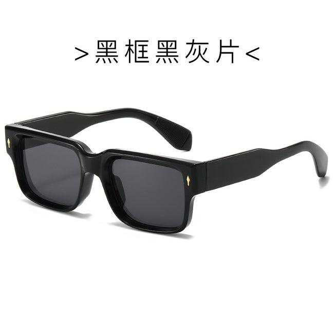 (6 PACK) Wholesale Sunglasses New Arrival Square Street Small Unique 2024 - BulkSunglassesWholesale.com - Black Frame Black Black Lens Hover Image
