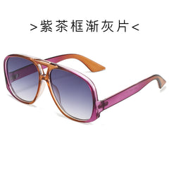 (6 PACK) Wholesale Sunglasses New Arrival Aviator Fashion Oversized 2024 - BulkSunglassesWholesale.com - Tea Purple Frame Gradient Black Lens