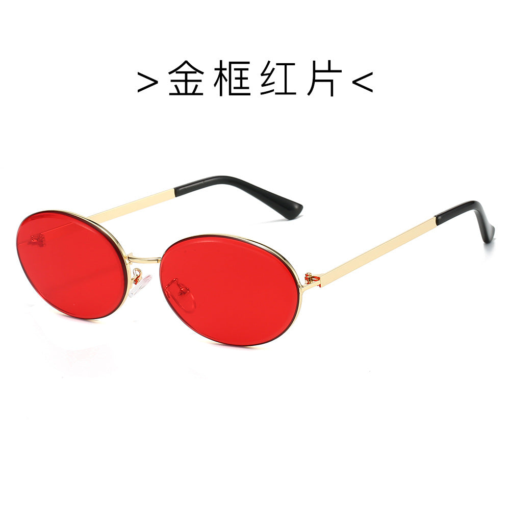 (6 PACK) Wholesale Sunglasses New Arrival Unisex Metal Round Vintage Small 2025 - BulkSunglassesWholesale.com - Gold Frame Red Lens