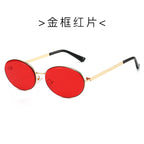 (6 PACK) Wholesale Sunglasses New Arrival Unisex Metal Round Vintage Small 2025 - BulkSunglassesWholesale.com - Gold Frame Red Lens
